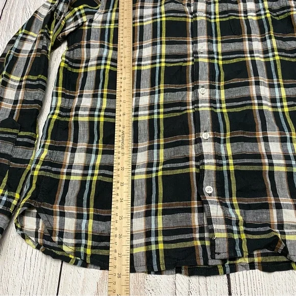 L.L. Bean Signature Linen Plaid Button-Down Shirt Slim Fit Medium - Picture 11 of 12